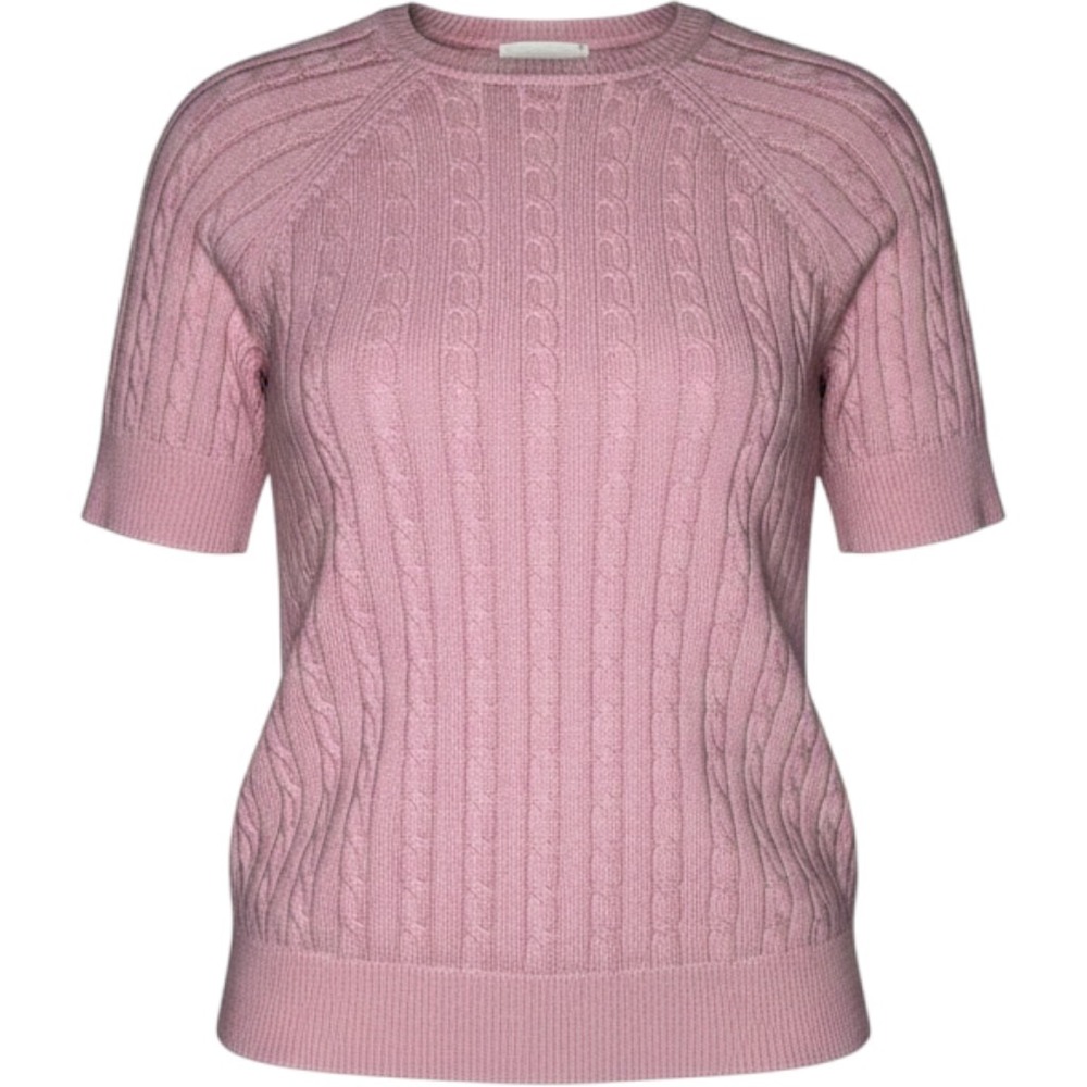 DKNY Jeans Sweater Pink Cable Knit Short Sleeve Cotton Women XL